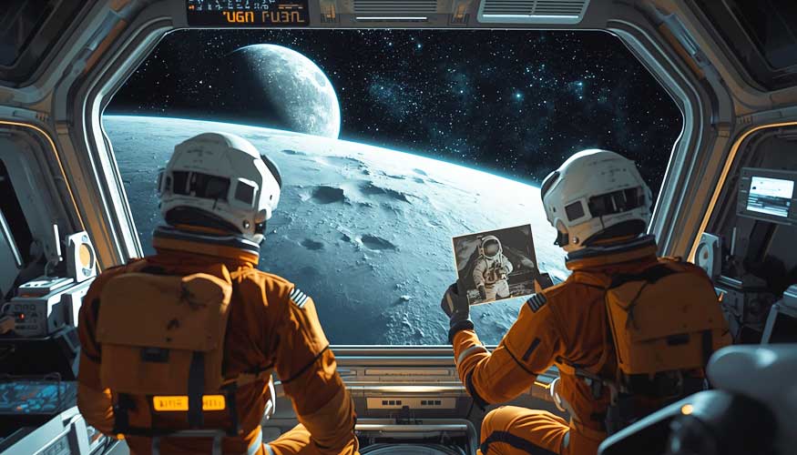 Космический-корабль-Орион-парит-в-бескрайних-просторах-космоса